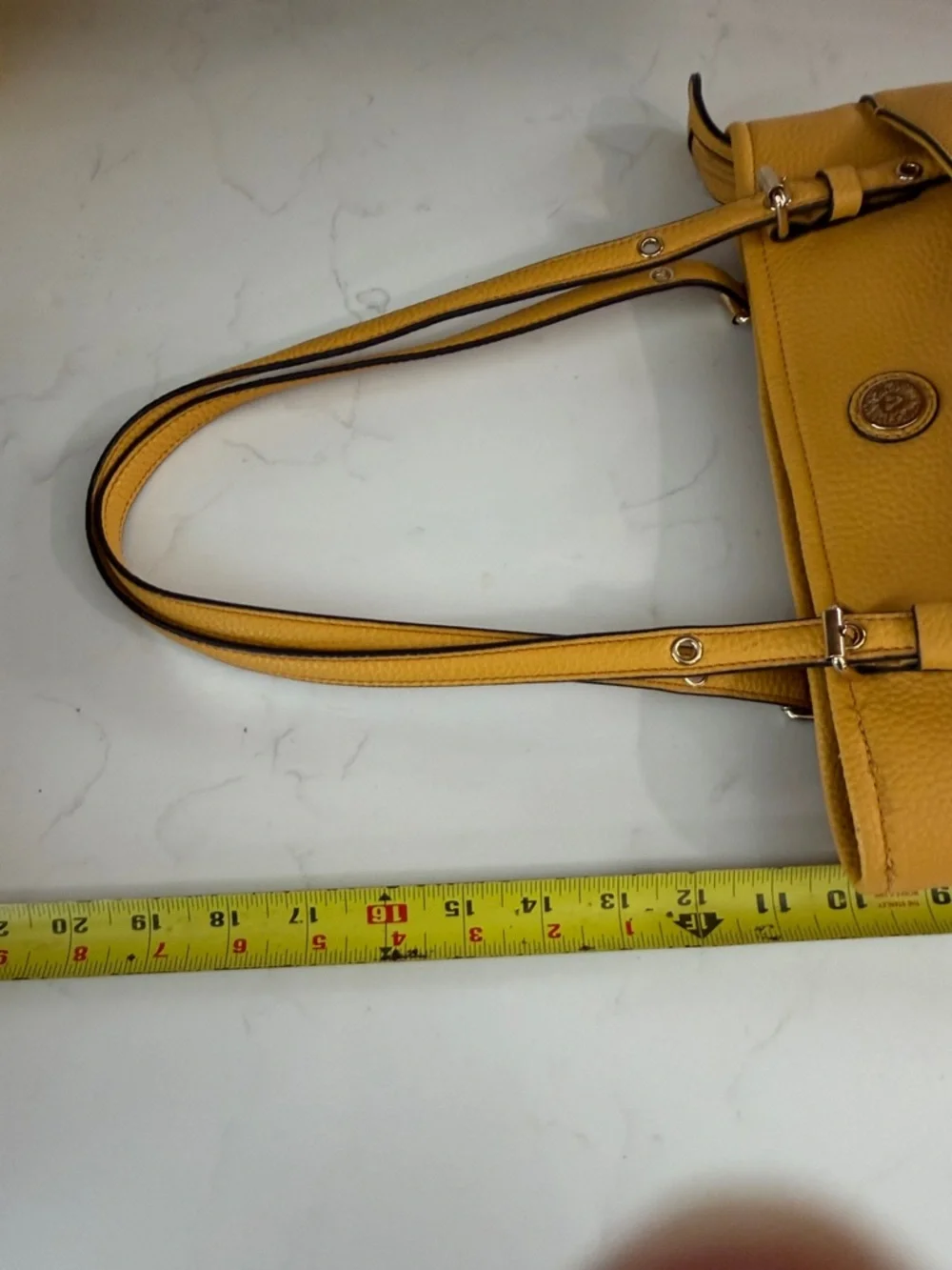 Anne Klein Harvest Yellow Textured Faux Leather Tote Shoulder Bag